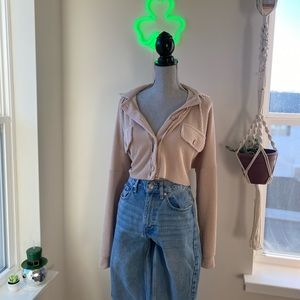 Cropped corduroy shirt jacket